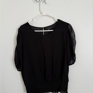 Laundry By Shelli Segal Black Blouse with Sheer Sleeves